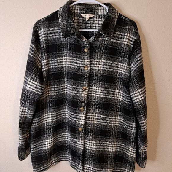 Linda Anderson Love your Style black plaid button down jacket size XL - Picture 1 of 5